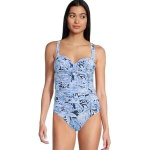 LILLY PULITZER Solaria One-Piece Swimsuit US 8 Blue Coastal Constellation NWT